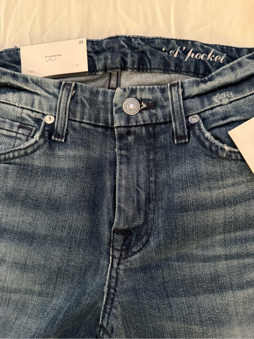 NWT vintage made in USA 7FAM A-Pocket Flare Jeans - Picture 4 of 9